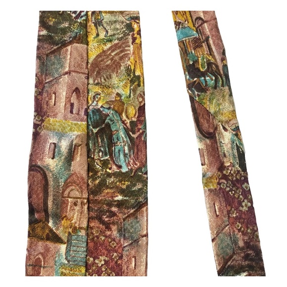 Ermenegildo Zegna vintage 100% silk tie with urban scene pattern - Picture 10 of 12